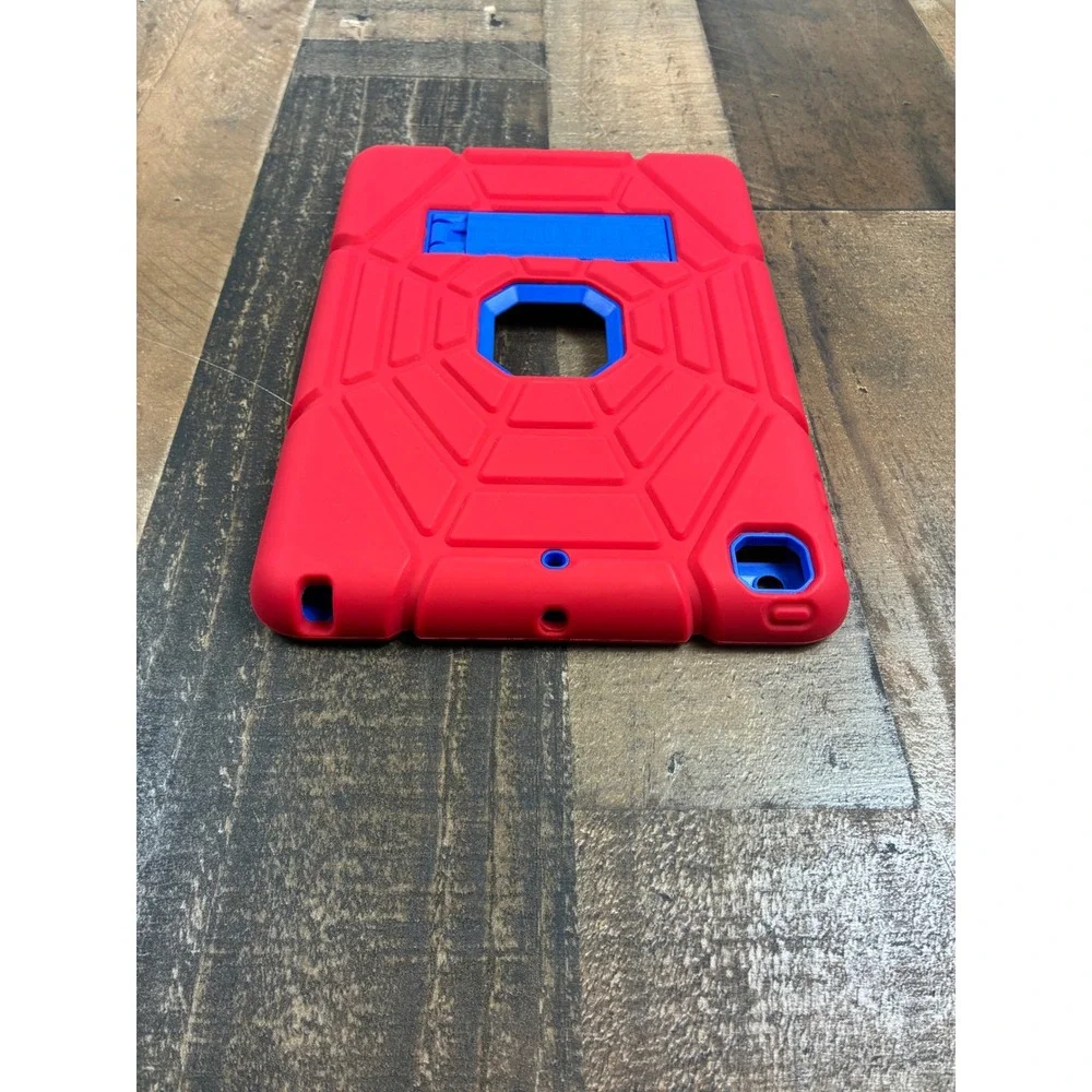 Red and Blue Spider Web Rugged iPad Case with Kickstand‎ Heavy Duty Kids Cover